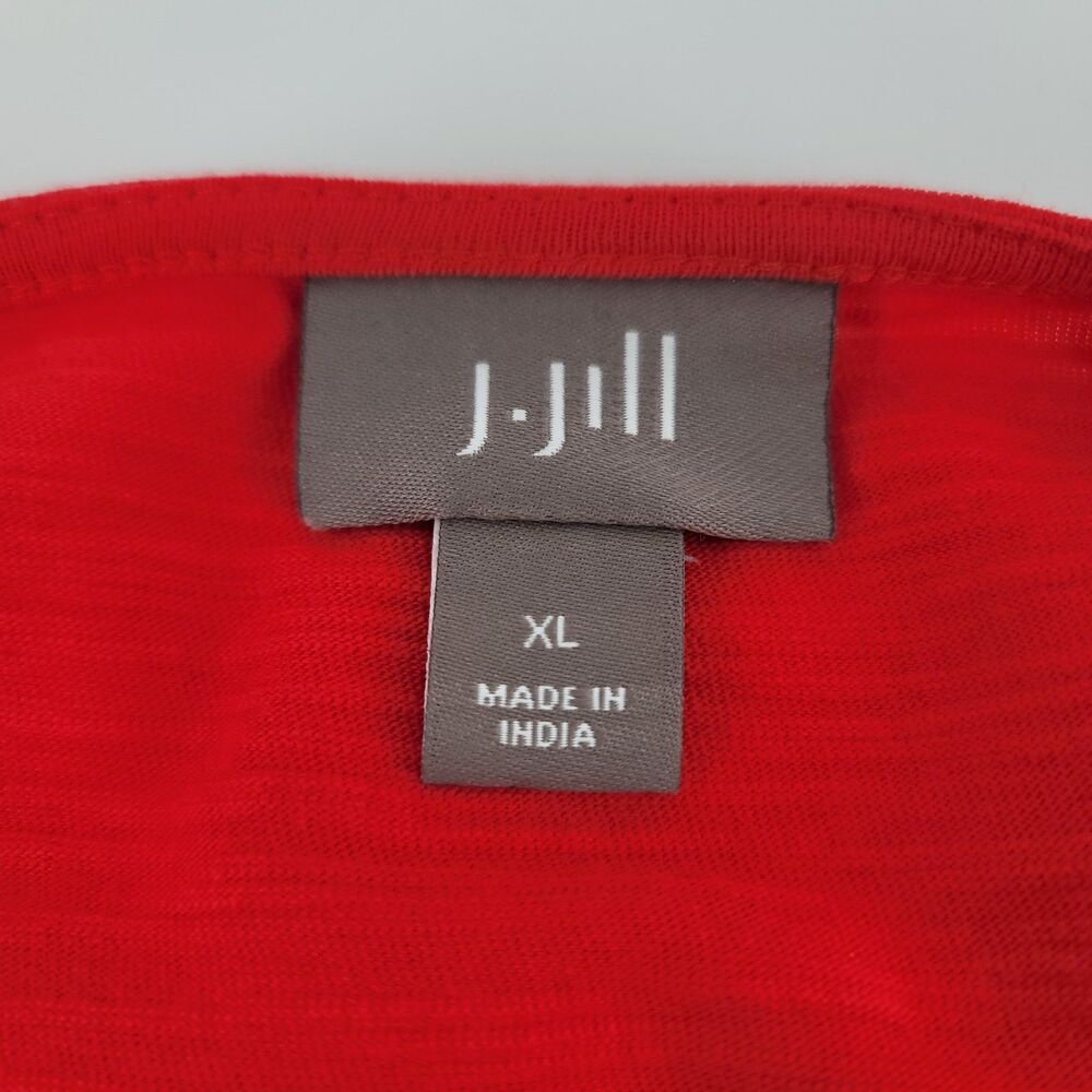 J. Jill Red Slub Cotton Long Sleeve V Neck Button Front Tunic Top XL - Picture 5 of 11